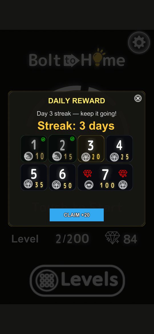 Daily login reward streak